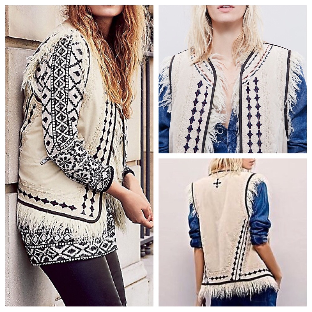Free People Boho Embroidered Vest Small  New! - Picture 2 of 8